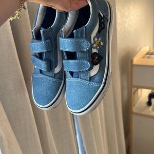 Vans Blue and White Skate Sneakers with Velcro Straps